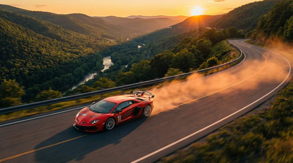 抖荫短视频视频：红色Aventador SVJ山路激驾